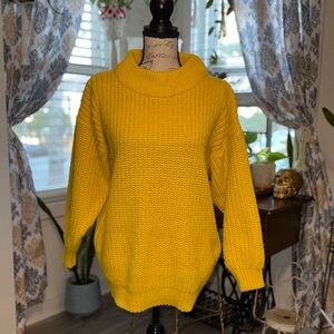 VINTAGE Yellow Rose mock neck chunky sweater